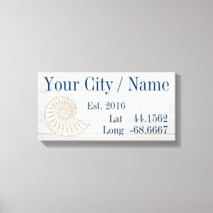 Your City or Family Name Latitude and Longitude Canvas Print