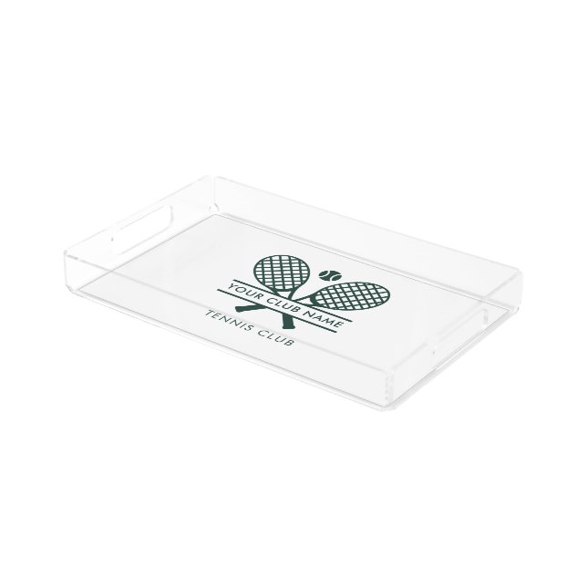 Your Club Country Name Tennis Team Racket Motif Acrylic Tray (Angled)