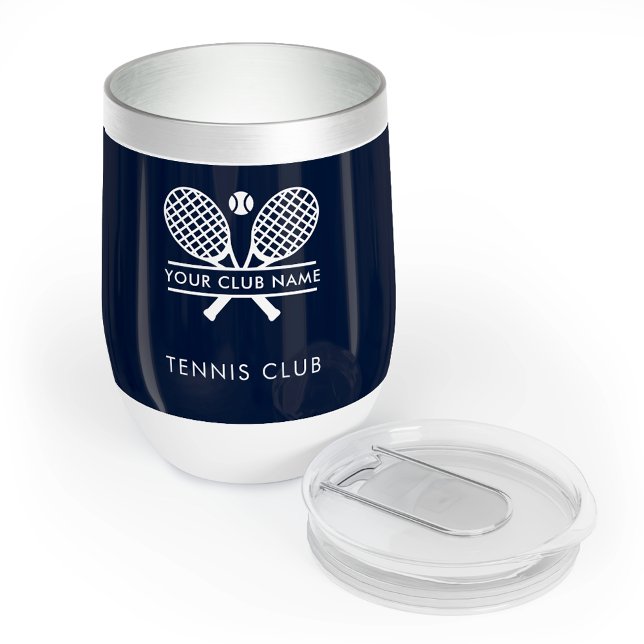 Your Club Name Tennis Players Navy Blue Custom Thermal Wine Tumbler (Your Club Name Tennis Players Navy Blue Custom Thermal Wine Tumbler)