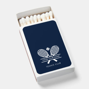 Your Club Name Tennis Rackets Motif Team Swag Matchboxes