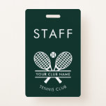 Your Club Name Tennis Sport Coworker Any Color Badge<br><div class="desc">Easily customize this badge by adding your club or society name by clicking the "Personalize" button. You can change the background, fonts, and badge color by clicking the "Edit with Design tool". Perfect for any club, business, or school society. Order as many or as fewer as required. There's no setup...</div>