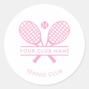 Your Club Name Tennis Sport Players Any Color Classic Round Sticker