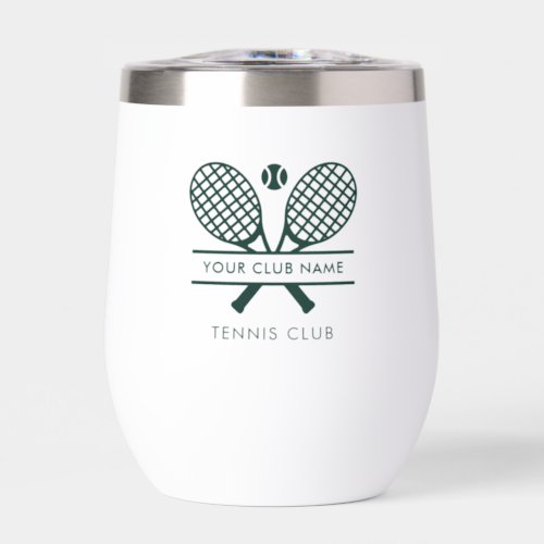 Your Club Name Tennis Sports Team Swag Green Thermal Wine Tumbler
