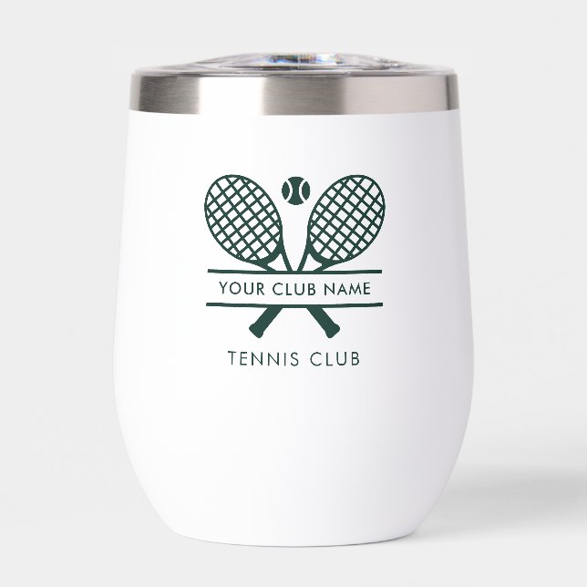 Your Club Name Tennis Sports Team Swag Green Thermal Wine Tumbler (Front)