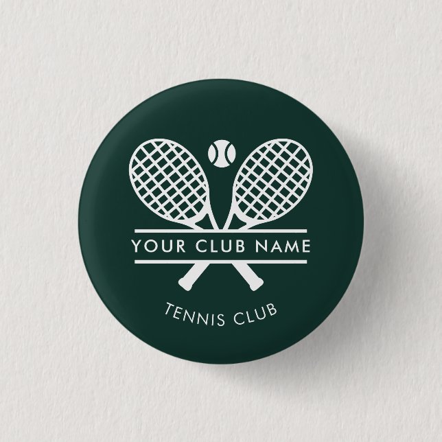 Your Club Name Tennis Team Green Custom Button (Front)