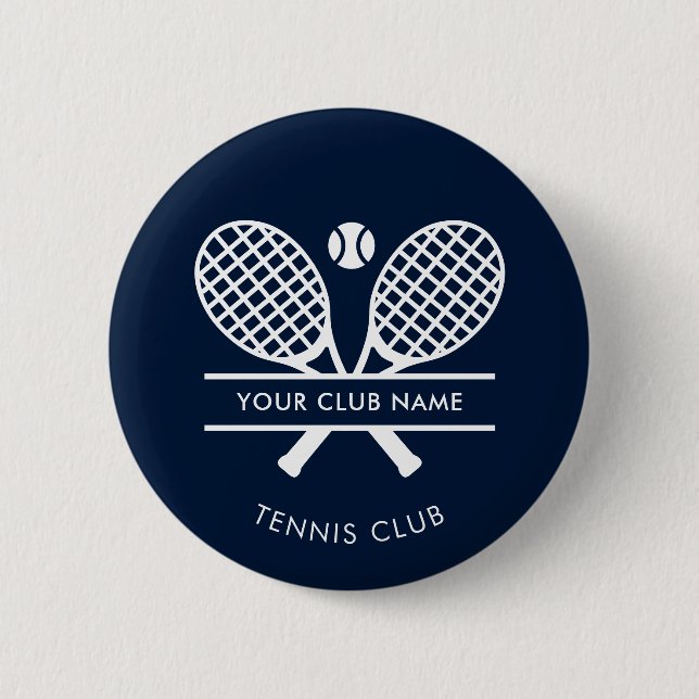 Your Club Name Tennis Team Navy Blue Custom Button (Front)