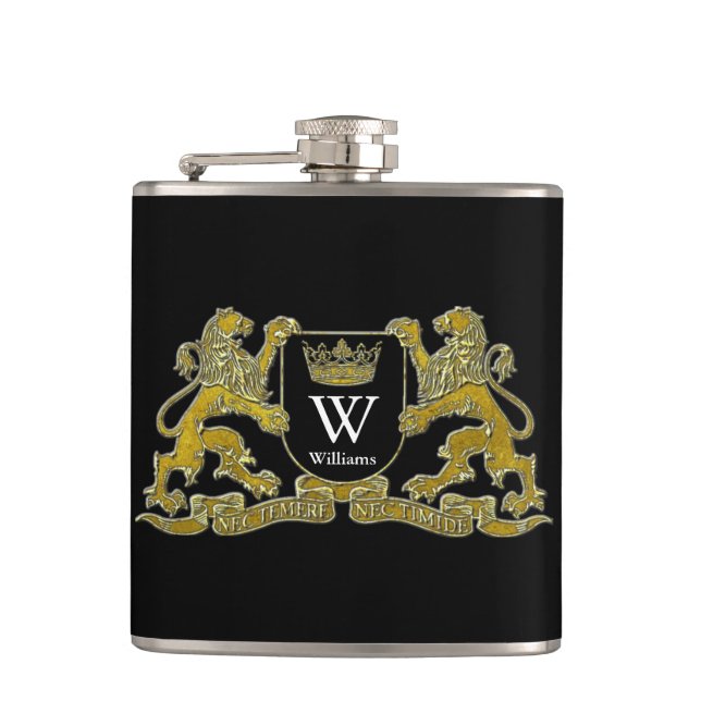Your Coat of Arms Monogram and Color Flask (Front)