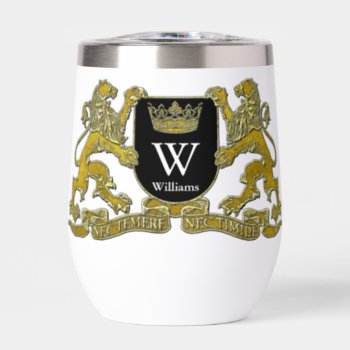 Your Coat Of Arms Monogram And Color Thermal Wine Tumbler by WRAPPED_TOO_TIGHT at Zazzle