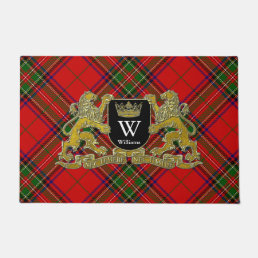 Your Coat of Arms Monogram and Tartan Doormat