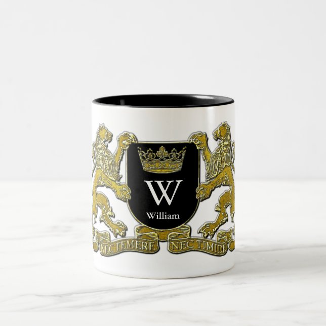 Your Coat of Arms Your Monogram and Name Two-Tone Coffee Mug (Center)