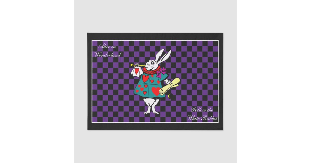 White Rabbit Tissue Your Color Alice in Wonderland White Rabbit Check Tissue Paper | Zazzle