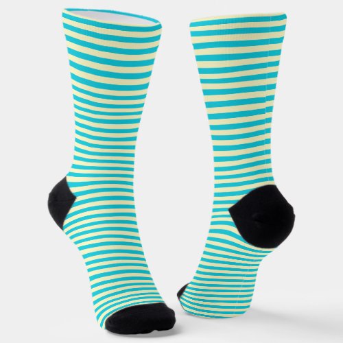 Your Color and Aqua Turquoise Stripes Socks