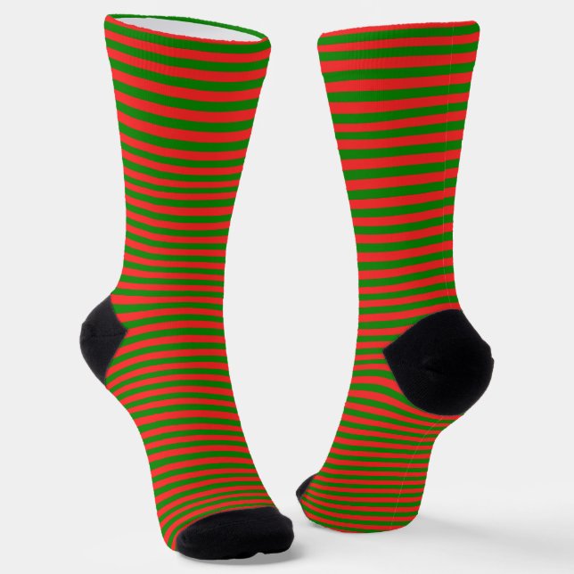 Your Color and Green Stripes Socks (Angled)