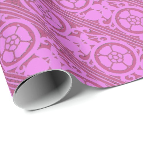 Your Color and Purple Retro Flower Border Wrapping Paper