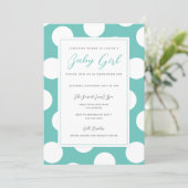 Your Color and White Polka Dot Border Baby Shower Invitation (Standing Front)
