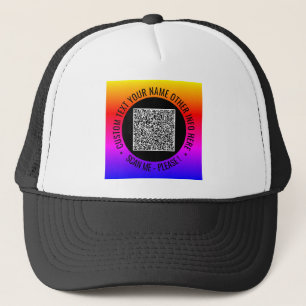 Your Color QR Code Custom Text Funny Trucker Hat