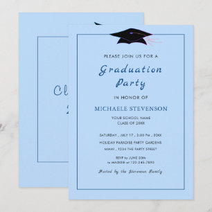 Your Color Sky Blue Graduation Invitation Template