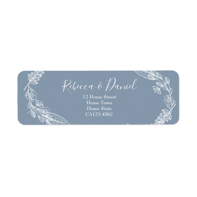 Your Color Theme Dusty Blue Floral Label (Front)