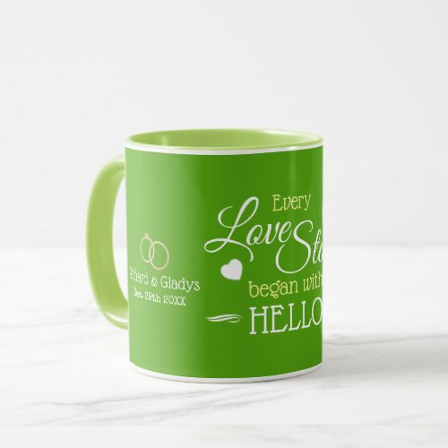 Your Color Theme  Wedding Date  Couple Name Mug