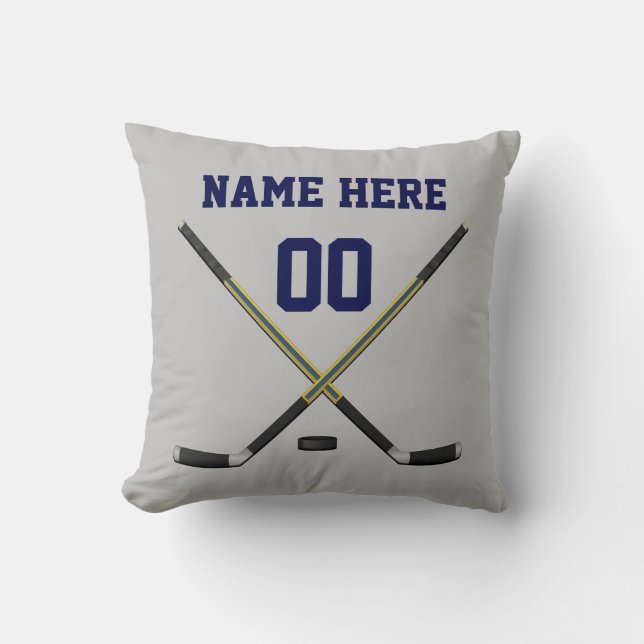 Your COLORS and TEXT Custom Hockey Pillows (Front)