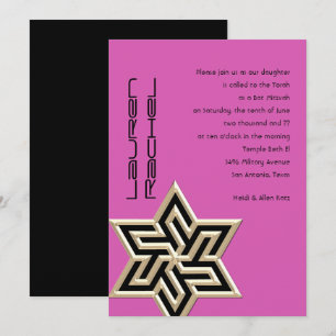 Your Colors Bat Mitzvah Large Gold Star of David Invitation