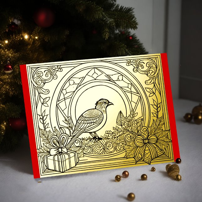 Your Colors Christmas Bird Foil Holiday Card (Creator Uploaded)