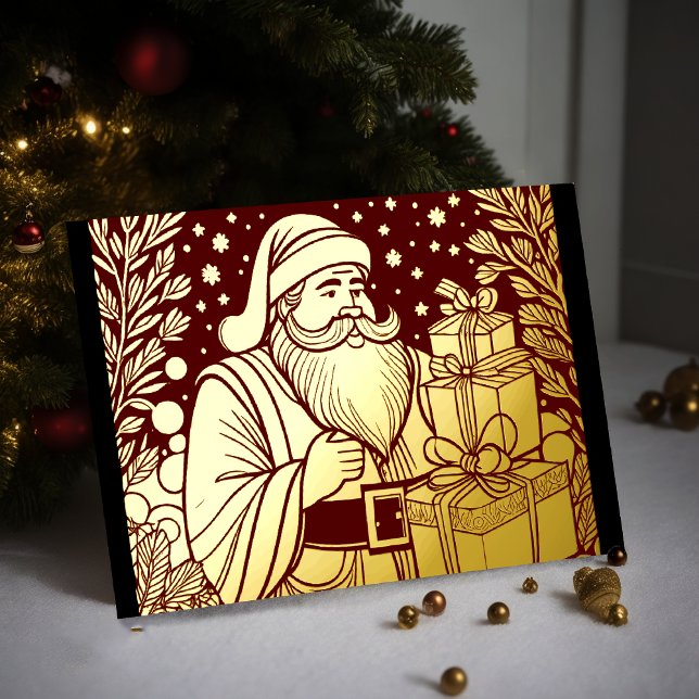 Your Colors Christmas Santa Claus Foil Foil Holiday Card (Creator Uploaded)