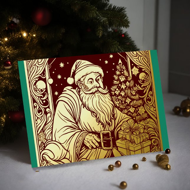 Your Colors Christmas Santa Claus Foil Foil Holiday Card (Creator Uploaded)