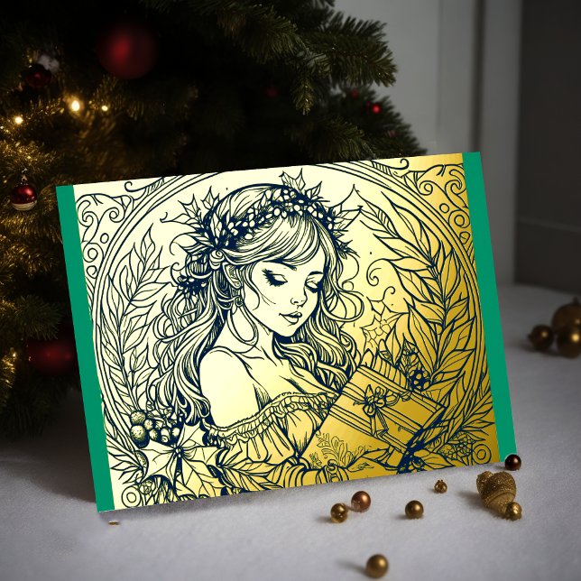 Your Colors Christmas Woman Foil Holiday Card (Creator Uploaded)