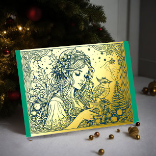 Your Colors Christmas Woman Foil Holiday Card
