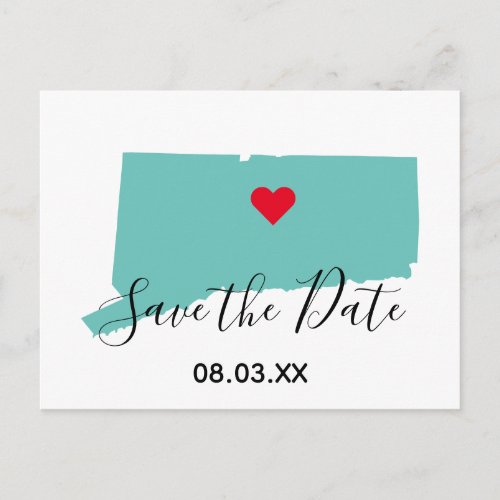 Your Colors Connecticut Map Shape Save the Date Announcement Postcard
