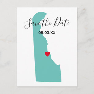 Your Colors Delaware Map Shape Save the Date Announcement Postcard