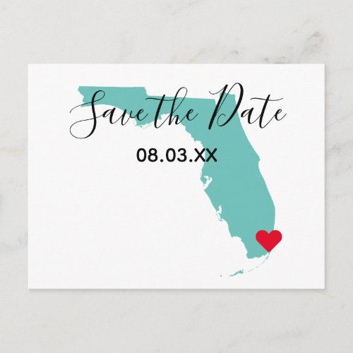 Your Colors Florida Map Shape Save the Date Announcement Postcard