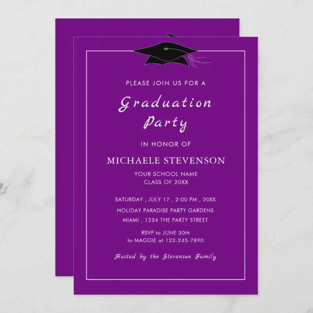 Your Colors Graduation Invitation - Choose Font (Front/Back)