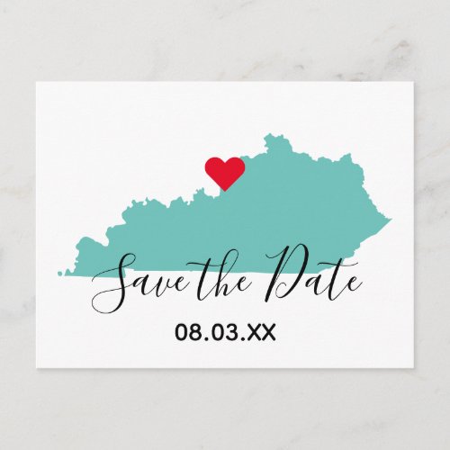 Your Colors Kentucky Map Shape Save the Date Announcement Postcard