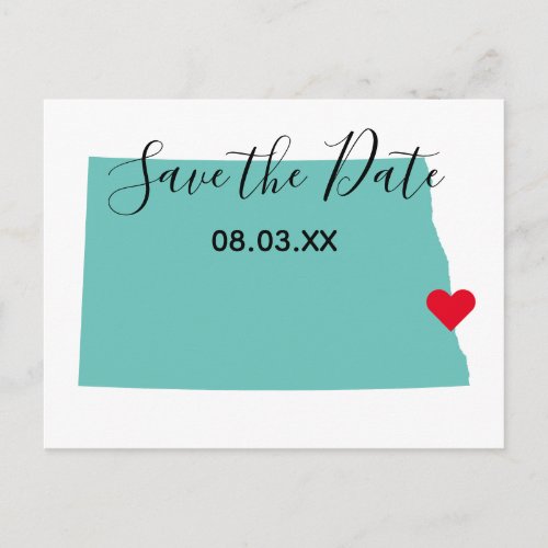 Your Colors North Dakota Map Shape Save the Date Announcement Postcard