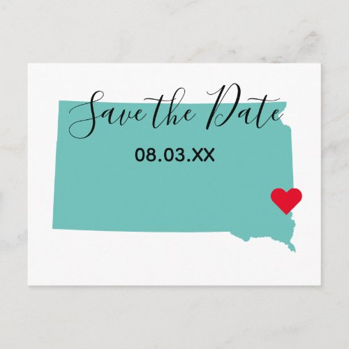 Your Colors South Dakota Map Shape Save the Date Announcement Postcard