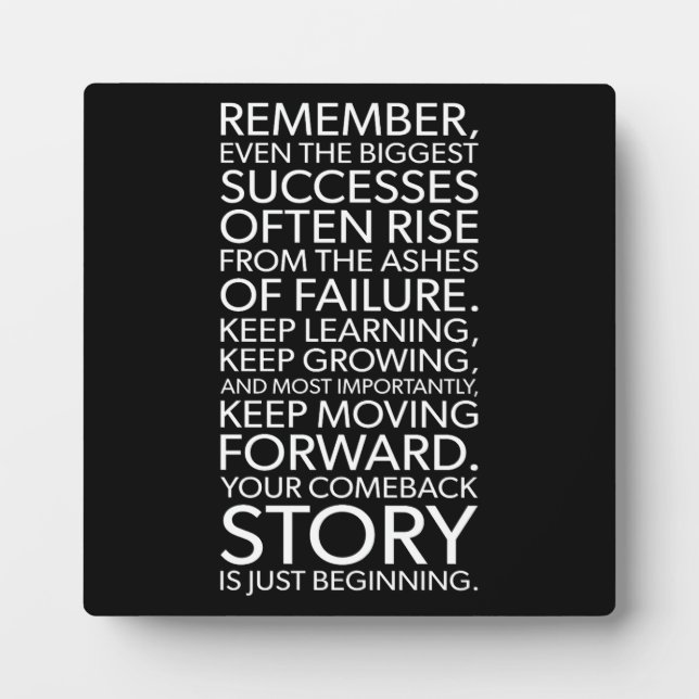 Your Comeback Story - Success Motivational Plaque (Front)