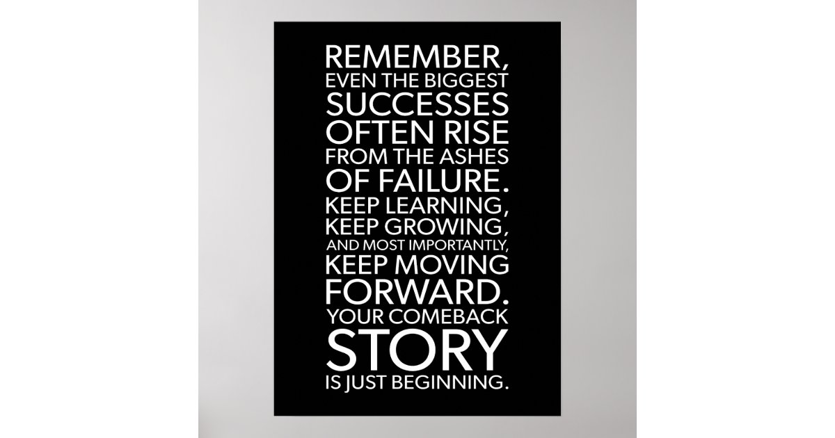 Your Comeback Story Success Motivational Poster Zazzle