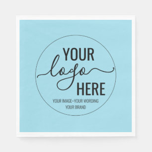Your Company Business Logo Branding Baby Blue Napkins