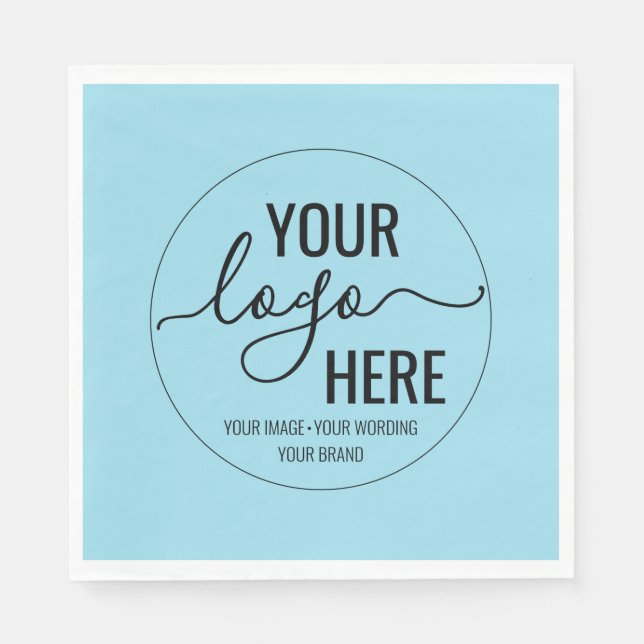 Your Company Business Logo Branding Baby Blue Napkins (Front)