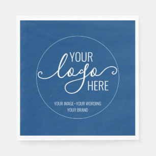 Your Company Business Logo Branding Chic Navy Blue Napkins