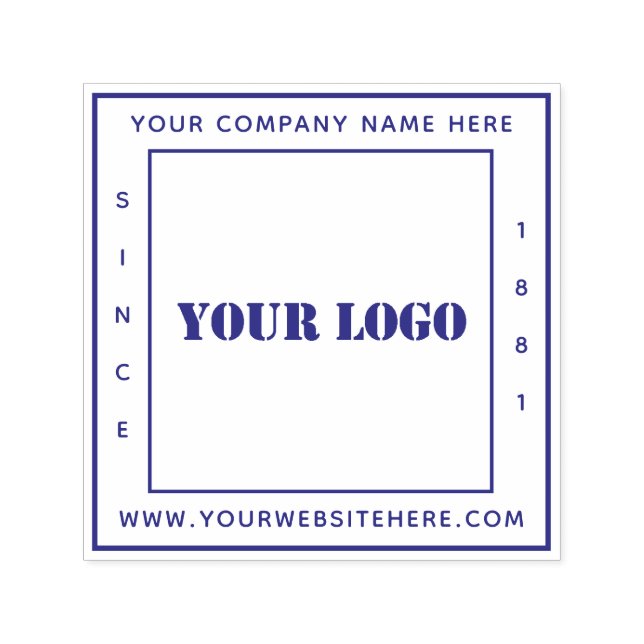 Your Company Business Logo Personalized Square Self-inking Stamp (Design)