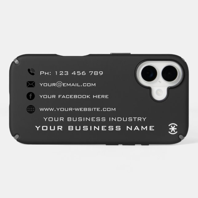 Your Company Info Branded iPhone Case Example (Horz)