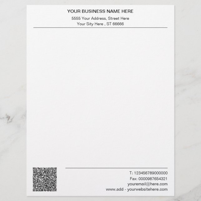 Your Company Letterhead Example with QR Code (Front)