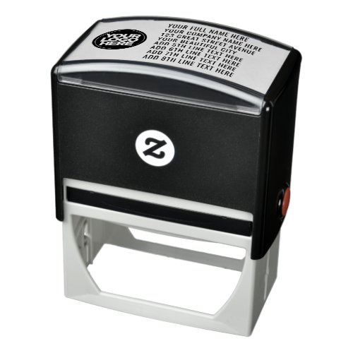 Your Company Logo Address 8 Text Lines Huge Self_inking Stamp