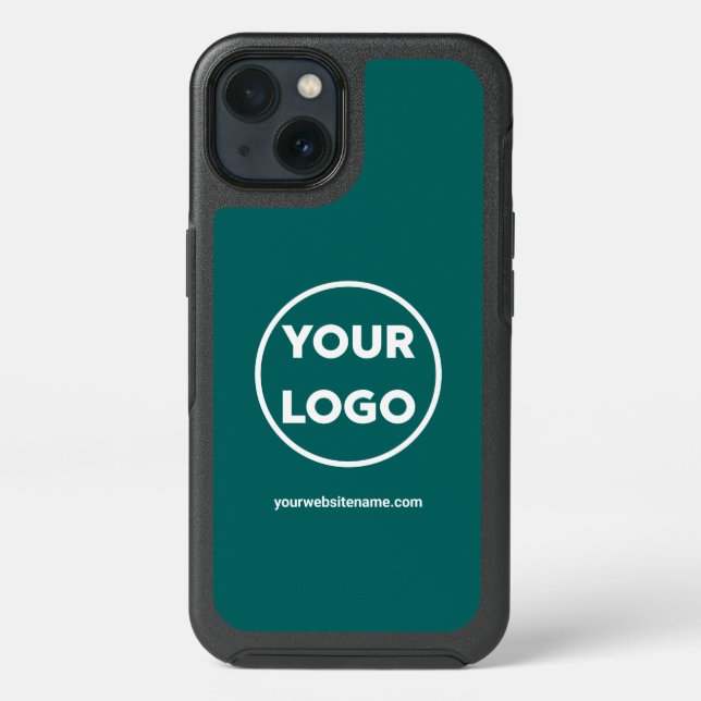 Your Company Logo and Business Website Blue-Green Otterbox iPhone Case (Back)