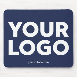 Your Company Logo and Business Website Navy Blue Mouse Pad
