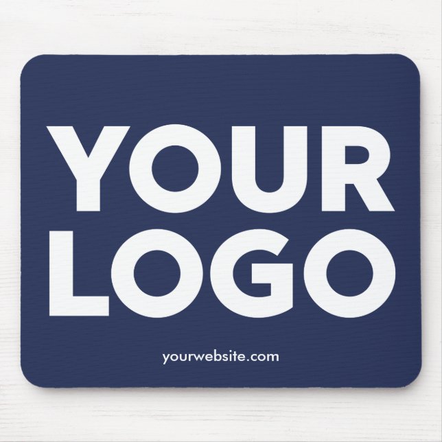 Your Company Logo and Business Website Navy Blue Mouse Pad (Front)