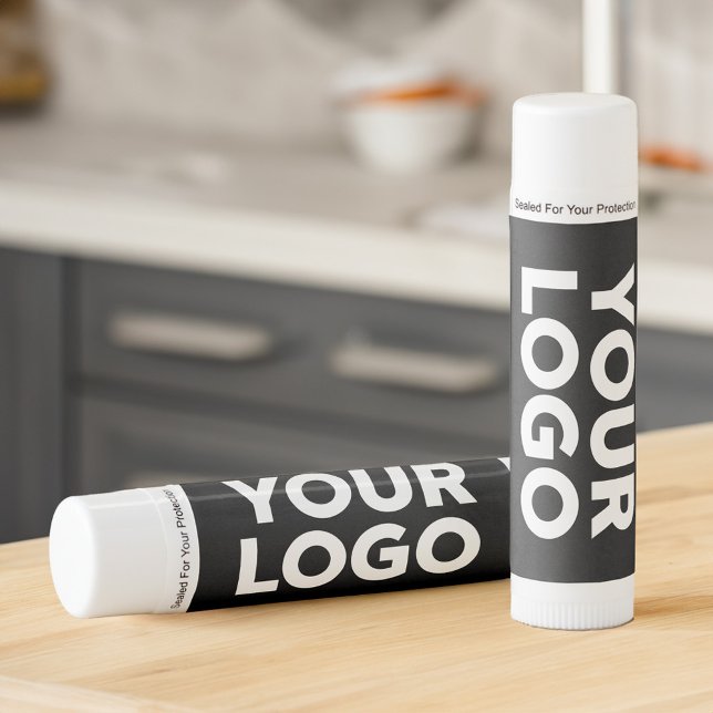 Your Company Logo and Business Website on Black Lip Balm (Your Company Logo and Business Website on Black Lip Balm, in situ)